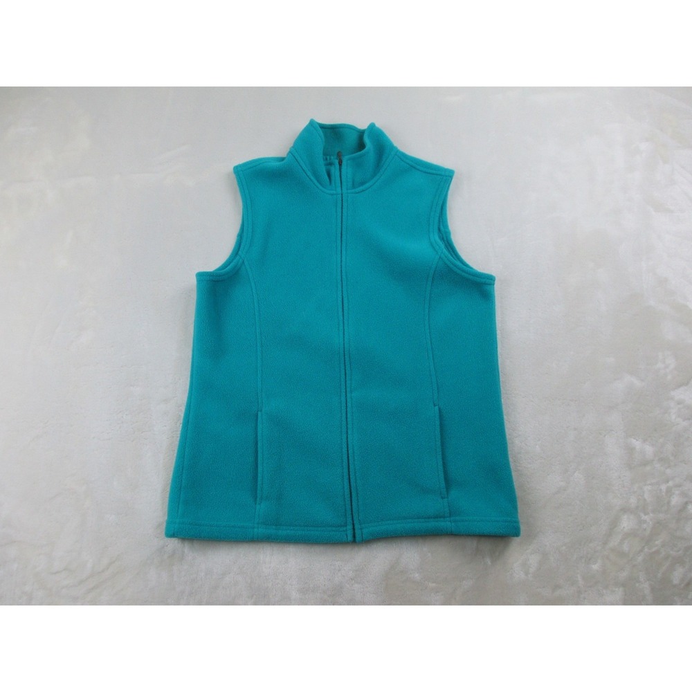 L.L. Bean Vest Womens Medium Green Fleece Full Zip Outdoors Polartec Ladies
